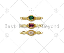 Load image into Gallery viewer, Colorful CZ Micro Pave Oval Shape Cinnector,18K Gold Filled Link, Necklace Bracelet Charm, 26x7mm,Sku#LK409