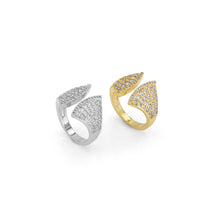 Load image into Gallery viewer, Gold Silver CZ Fan Shape Adjustable Ring, Sku#B370