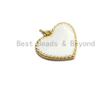 Load image into Gallery viewer, Red Black White Enamel Heart Pendant with Gold Finish, Z403
