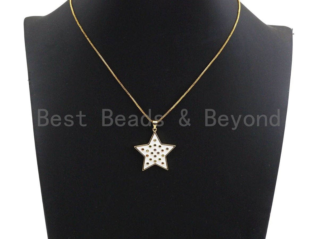 Enamel Colorful Five Star with colorful cz Pendant,CZ Micro Pave Oil Drop pendant,Enamel Jewelry,30x30mm,sku#F972C