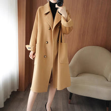 Load image into Gallery viewer, Long Below-the-Knee Double-Breasted Wool Coat In Korean Style