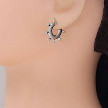 Load image into Gallery viewer, Gold Silver Spike Flower bud huggie Earrings, Sku#A250