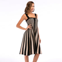 Load image into Gallery viewer, Elegant Summer Sleeveless Cami Dress Off The Shoulder Waist Slim Striped Dress