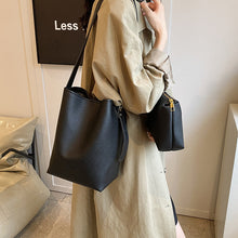 Load image into Gallery viewer, Women's Retro PU Leather Bucket Bag Set - Two-Piece Shoulder Bag with Letter Print