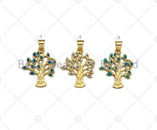 Load image into Gallery viewer, Enamel Evil Eye On Life Tree Shape Pendant, 18K Dainty Gold Charm, Necklace Bracelet Charm Pendant,19x22mm,Sku#JL32