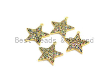 Load image into Gallery viewer, Multi-Color CZ Micro Pave Five Star Pendant, Star Shaped Pave Pendant, Gold plated, 23x24mm, Sku#B108