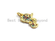 Load image into Gallery viewer, CZ Colorful Micro Pave  Sea Horse Pendant, Sea Horse Shaped Pave Pendant, Seahorse Gold plated, 12x19mm, Sku#F749