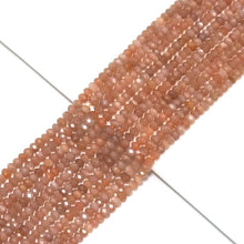 Load image into Gallery viewer, Genuine Peach Moonstone Rondelle Faceted Beads, 4x6mm, Sku#U1509
