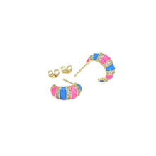 Load image into Gallery viewer, CZ Colorful Enamel Cute Huggie Earrings, Sku#A166