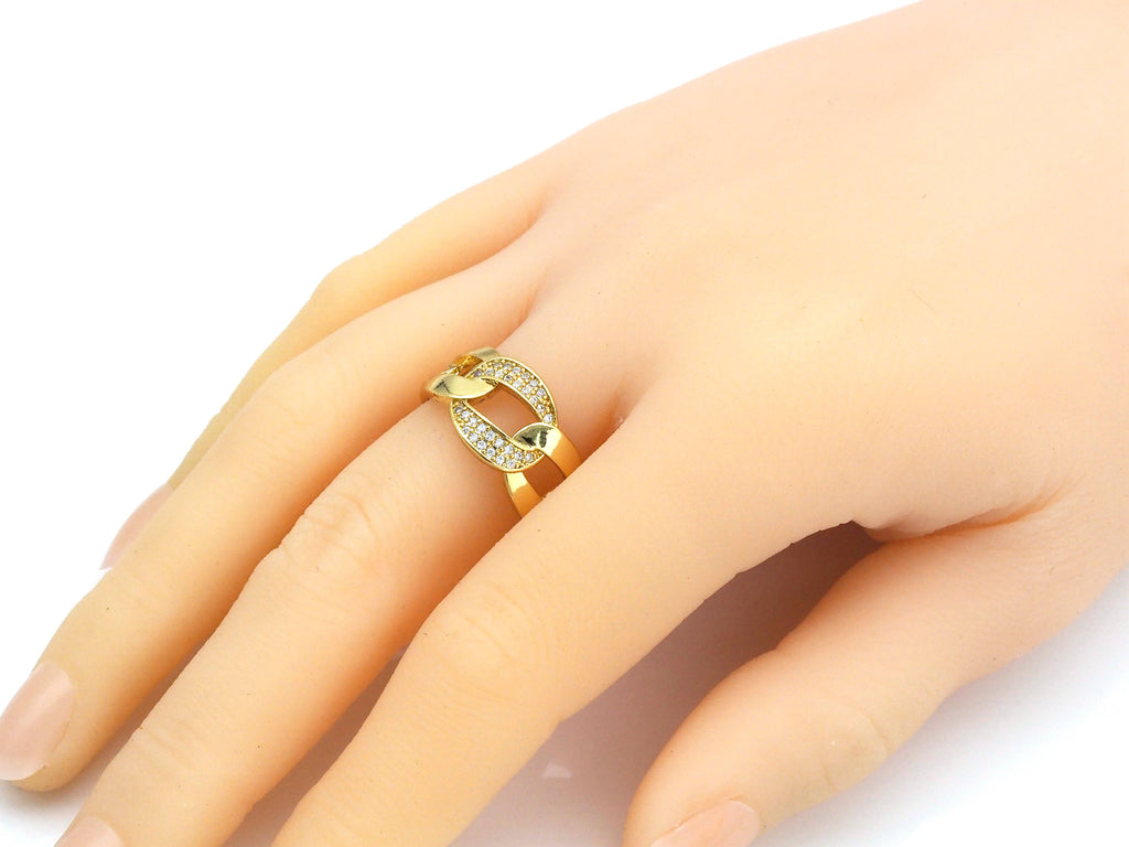 CZ Pave Oval Link Shape Adjustable Ring,X224