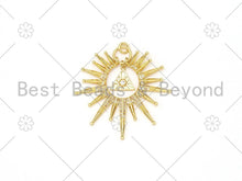 Load image into Gallery viewer, Micro Pave CZ Triangle On North Star Shape Pendant, 18K Gold Filled Radial Charm, Necklace Bracelet Charm Pendant, 41x38mm, Sku#LK400