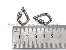 Load image into Gallery viewer, Fully Clear CZ Micro pave Drop Shape Clasp, CZ Pave Clasp, Antique Silver Color Carabiner Clasp, 17x25mm, sku#H178