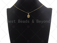 Load image into Gallery viewer, 18K Gold Virgin Mary On Oval Emblem Shape Pendant, Oval Charm,  Sku#F1150C