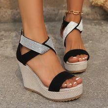 Load image into Gallery viewer, Women's Rhinestone Wedge Sandals | Fish Mouth Platform High Heel Summer Shoes