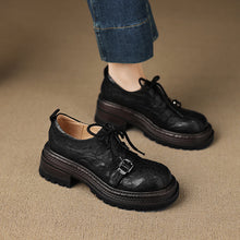 Load image into Gallery viewer, Women's Platform Oxford Shoes | Handmade Full-Grain Sheepskin Chunky Heel Lace-Up Brogues