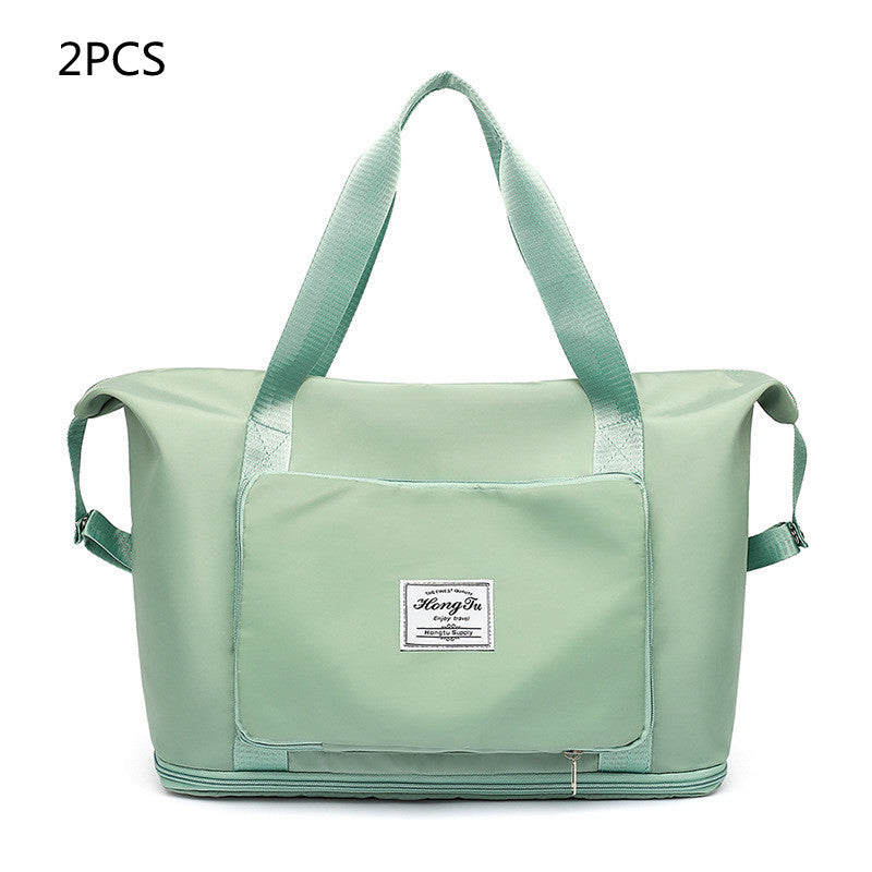 Foldable Travel Gym Bag for Women – Large Capacity Waterproof Duffel Bag with Wet Pocket & Luggage Strap