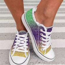 Load image into Gallery viewer, Women's Gradient Floral Canvas Sneakers | Colorblock Lace-Up Casual Flat Shoes