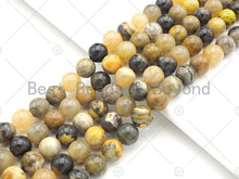 Load image into Gallery viewer, Quality Genuine Bumblebee Jasper Round Smooth Beads, 6mm/8mm/10mm/12mm Orange Yellow Black Matrix Beads, 15.5'' Full Strand, Sku#U1142