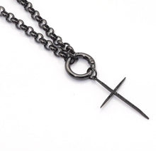 Load image into Gallery viewer, 40inch Gunemtal Rolo Chain Thin Cross necklace, sku# EF326