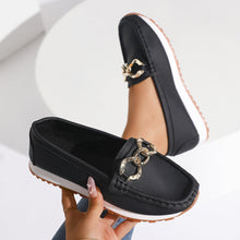Load image into Gallery viewer, Women's Metal Buckle Slip-On Loafers - Casual Suede Leather Comfort Shoes