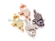 Load image into Gallery viewer, CZ Micro Pave Hand Shaped Lobster Claw Clasp, Cubic Zirconia Micro paved Clasp for beading, Bracelet Necklace Clasps, 20x13mm, sku#H50