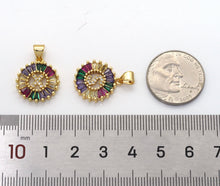 Load image into Gallery viewer, Colorful Baguette CZ initial Letters Round Charm, Sku#JL174