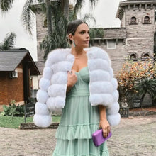 Load image into Gallery viewer, Faux Fox-fur Patchwork Thickened Warm Fur Coat