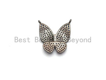 Load image into Gallery viewer, Colorful CZ Micro Pave Butterfly Pendant, Butterfly Pave Pendant for Necklace, Gold/Rose Gold/Silver/Gunmetal plated, 19x20mm, Sku#F714