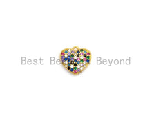 Load image into Gallery viewer, CZ Multi-color Micro Pave Heart Pendant, Heart Shaped Pave Pendant, Gold plated Heart Charm, 12x11mm, Sku#B117
