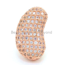 Load image into Gallery viewer, CZ Micro Pave Bean Shape Spacer Beads with Clear Crystal for Bracelet/Necklace, Cubic Zirconia Beads, 23x13x8mm, sku#G62