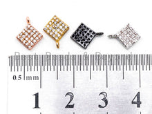 Load image into Gallery viewer, 1PC/2PCS CZ Clear Micro Pave 8x10mm Diamond Shaped Charm for Bracelet, Gold/Rose Gold/Silver/Gunmetal plated, Pave Dangle Charms,Sku#B65