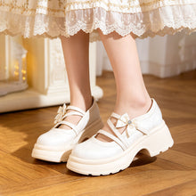 Load image into Gallery viewer, Women's Bow Platform Mary Jane Shoes | Chunky Sole Satin Pumps