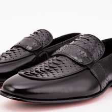 Load image into Gallery viewer, The Dorian Black Python &amp; Baby Buffalo Leather Loafer Men Shoe