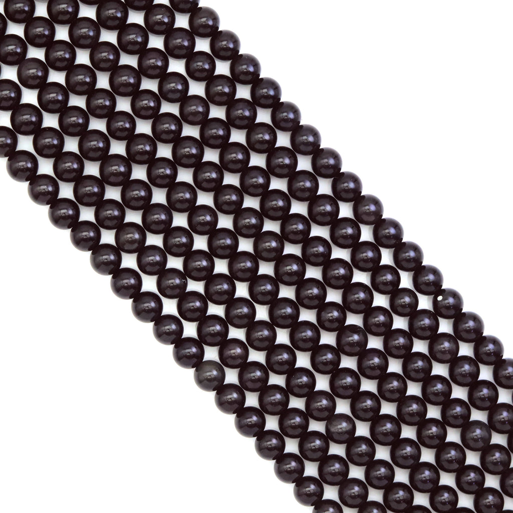 Genuine Black Obsidian Round Smooth Beads, Sku#U1775