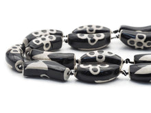 Load image into Gallery viewer, Natural Black White Flower Tibetan Agate Spacer Beads, 40x17mm, Sku#U1402