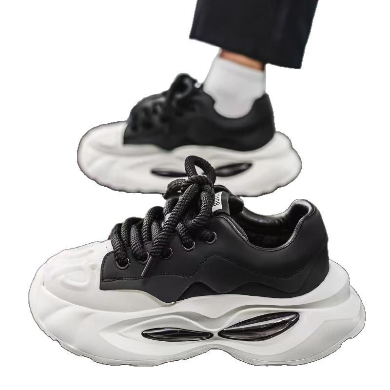 Men's Platform Casual Sneakers - Breathable Mesh Lace-Up Tennis Shoes