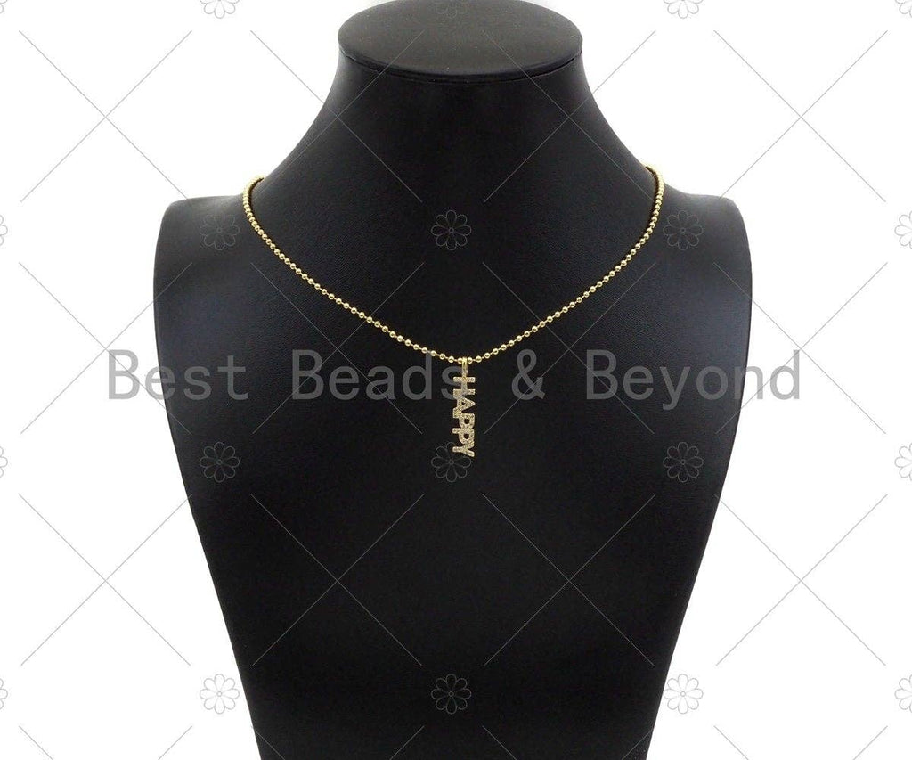CZ Micro Pave Dream Happy LOve Words Shape Pendant,Cubic Zirconia Gold Charm,Necklace Bracelet Charm Pendant,43x3mm/29x3mm/23x2mm,Sku#Z1308