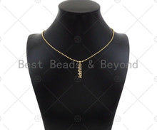 Load image into Gallery viewer, CZ Micro Pave Dream Happy LOve Words Shape Pendant,Cubic Zirconia Gold Charm,Necklace Bracelet Charm Pendant,43x3mm/29x3mm/23x2mm,Sku#Z1308