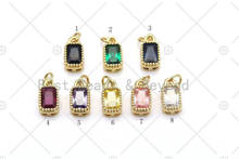 Load image into Gallery viewer, Big CZ Micro Pave Rectangle Shape Pendant, 18K Gold Filled Rectangle Charm, Necklace Bracelet Charm Pendant,Sku#LK518