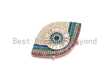Load image into Gallery viewer, Rainbow Clear CZ Micro Pave Geometric Evil Eye Face Pendant, Cubic Zirconia Pendant,25x40mm, sku#F709