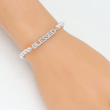 Load image into Gallery viewer, CZ Silver Kindness Believe Blessed Faith Happy Connector Charm Beads, Sku#LX711