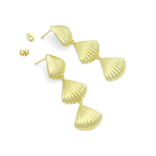 Load image into Gallery viewer, Gold Silver String of Shell Dangle Earrings, Sku#A468