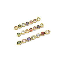 Load image into Gallery viewer, Colorful CZ Gold Round Heart Oval Shape Long Bar Connector Charm, Sku#LX313
