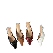 Load image into Gallery viewer, Women's Low-Heel Bow Slippers - Elegant Square Toe Roman Style Shoes
