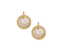 Load image into Gallery viewer, White Enamel Moon Star On Round Charm, Sku#CP42