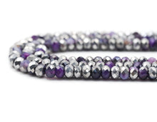 Load image into Gallery viewer, Half Silver Plated Natural Purple Banded Agate Rondelle Faceted Beads, Sku#UA272