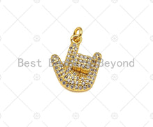 Load image into Gallery viewer, CZ Micro Pave Love You Gesture Shape Pendant,18k Gold Charm, Necklace Bracelet Charm Pendant, 15x13mm,Sku#JL48