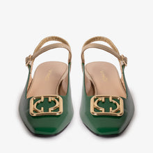 Load image into Gallery viewer, The Rosalinda Green Patent Leather Women Flat Slingback Sandal