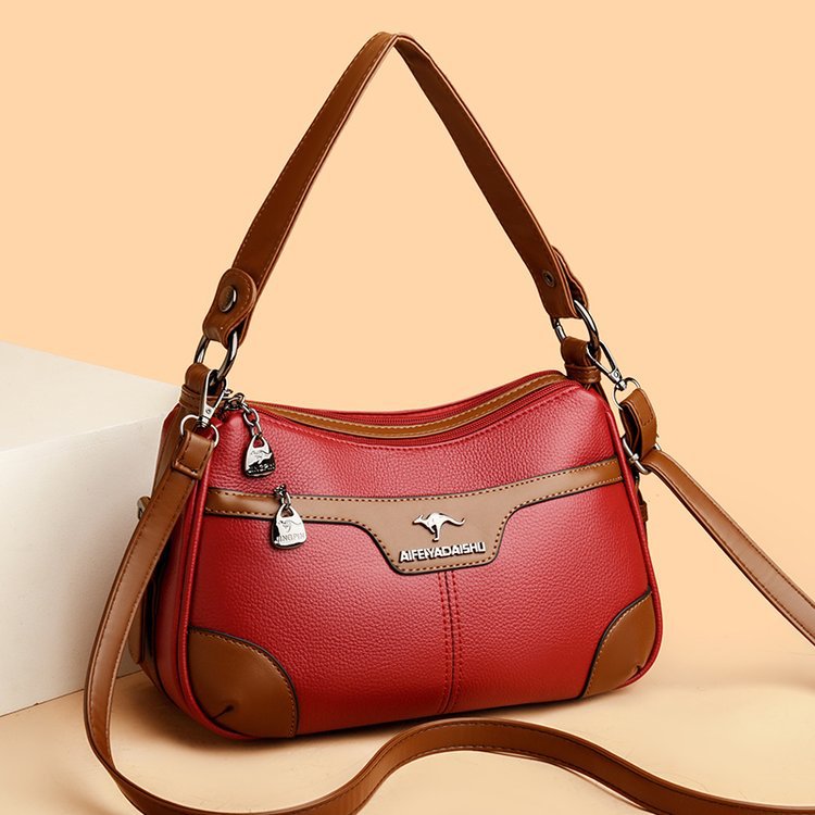 Retro Woven Shoulder Bag - Contrasting Color PU Leather Crossbody Bag for Women