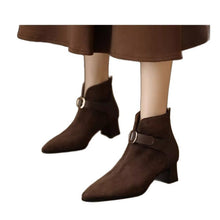 Load image into Gallery viewer, Pointed-Toe Suede Ankle Boots